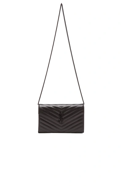 Shop Saint Laurent Monogramme Chain Wallet Bag In Black & Black