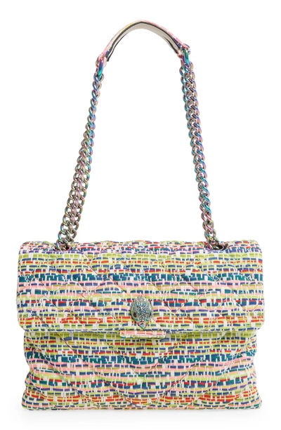 Large Kensington Tweed Shoulder Bag In Green Multi