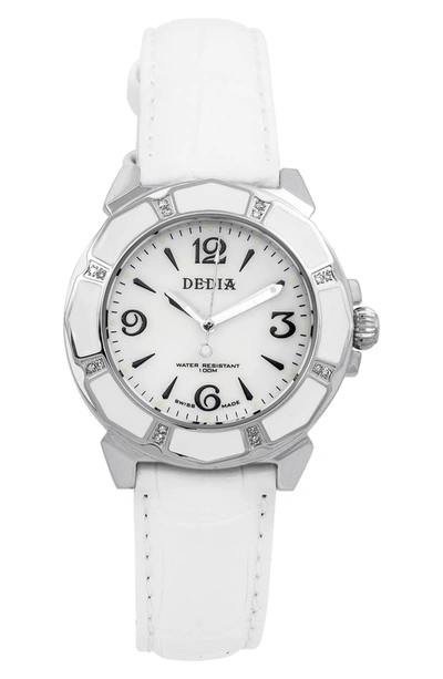 Shop Aquaswiss Lily L Leather Strap Watch, 33mm In White