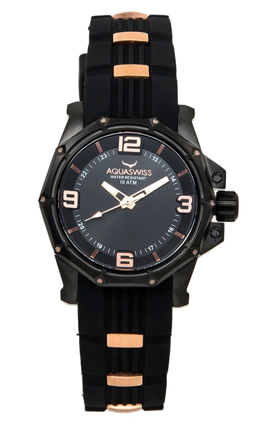 Shop Aquaswiss Vessel M Watch, 34mm X 39mm In Black/ Rosegold