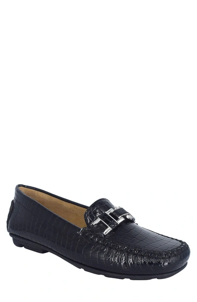 Shop Impo Croc Embossed Leather Bit Loafer In Black