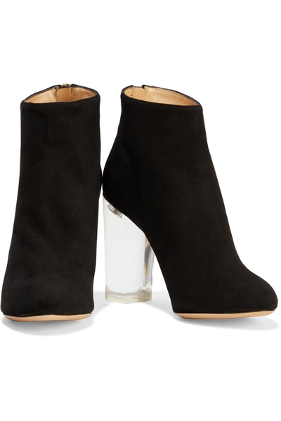 Shop Charlotte Olympia Alba Suede Ankle Boots In Black