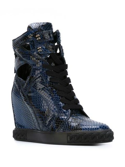 Shop Casadei Cut-out Wedge Hi-top Trainers