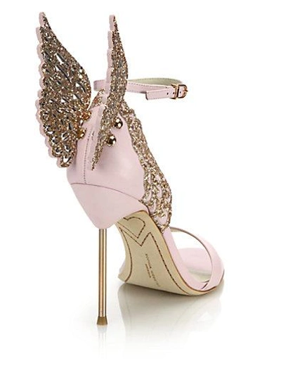 Shop Sophia Webster Evangeline Embellished Winged Leather Sandals In Pink Glite