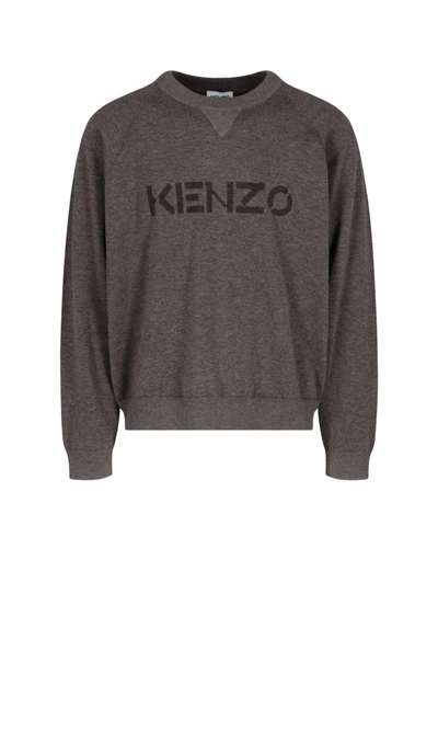 Shop Kenzo Logo Sweater In Neutrals