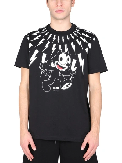 Shop Neil Barrett "felix The Cat" T-shirt In Black