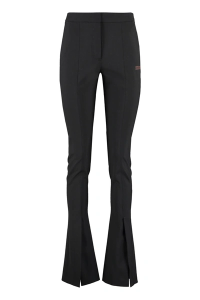 Shop Off-white Wool Blend Trousers In Black