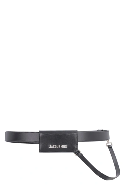 Shop Jacquemus Smooth Leather Belt With Buckle In Black