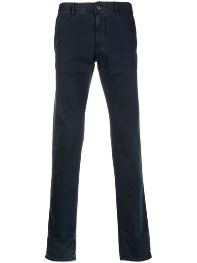 Shop Incotex Navy Blue Cotton Chino Trousers