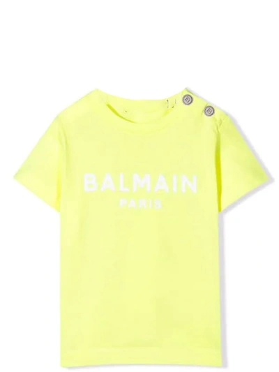 Shop Balmain T-shirt With Print In Gialla