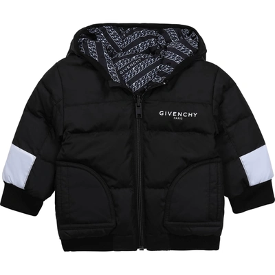 Shop Givenchy Down Jacket With Print In Black