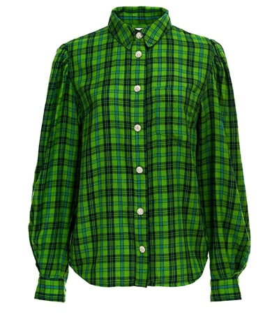 Shop Essentiel Antwerp Almond Green Tartan Shirt In Verde