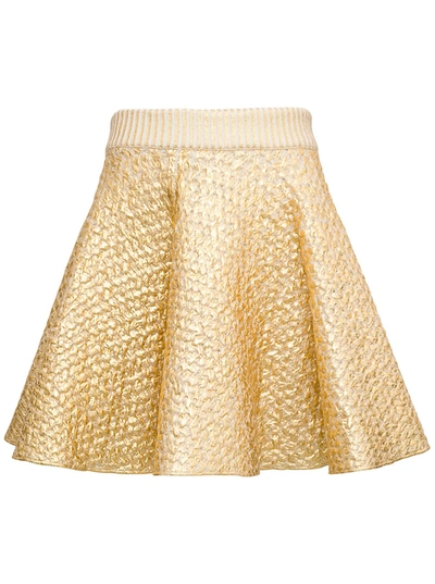 Shop Valentino Gold Colored Wool Skirt In Metallic