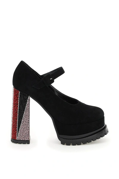 Shop Haus Of Honey Lust Bead Suede Leather Mary Jane Pumps In Black (black)