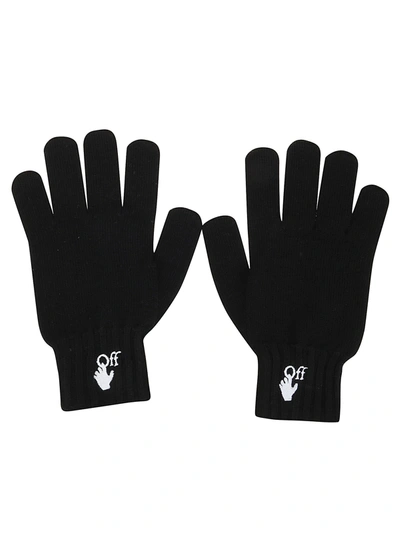 Shop Off-white Hand Off Wool Gloves In Black Whit