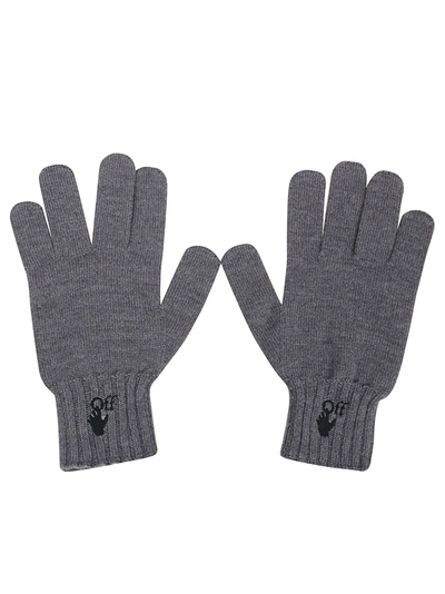 Shop Off-white Hand Off Wool Gloves In Grey Black