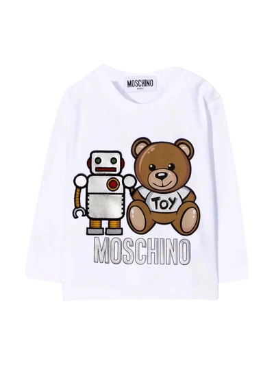 Shop Moschino Unisex White T-shirt In Bianco