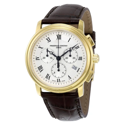 Shop Frederique Constant Chronograph Quartz Watch Fc-292mc4p5 In Black / Brown / Gold / Silver