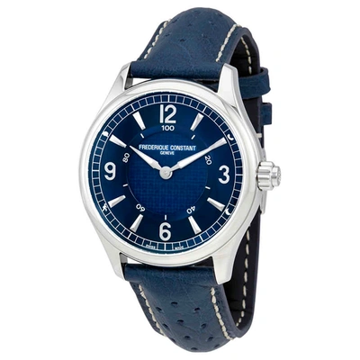 Shop Frederique Constant Blue Leather Horological Smart Mens Watch Fc-282an5b6 In Blue,silver Tone