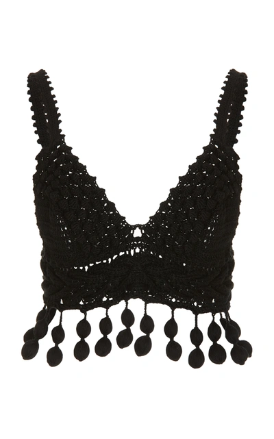 Shop Rosie Assoulin Women's Carmen Miranda Crocheted Cotton Bralette Top In Black