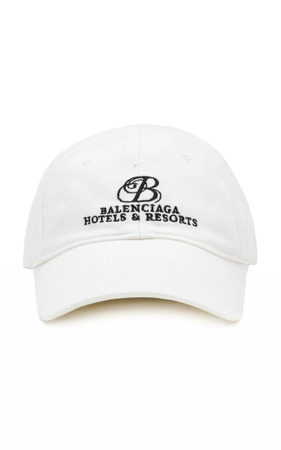 Shop Balenciaga Women's Resort-embroidered Cotton Baseball Cap In Black,white