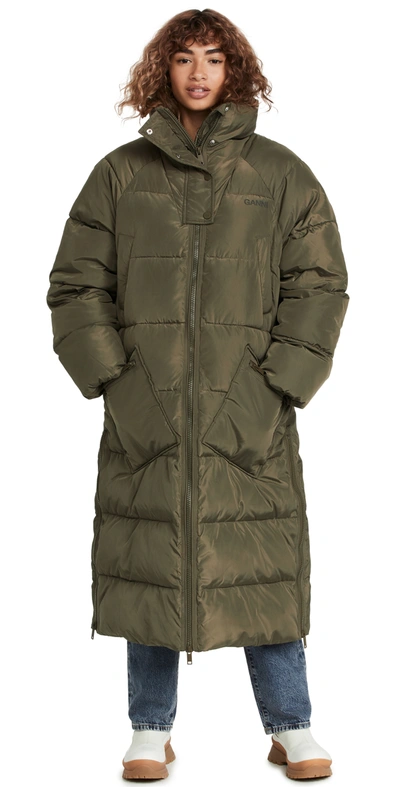 Shop Ganni Tech Puffer Coat In Kalamata