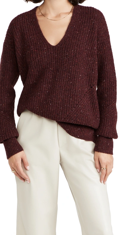Shop Rag & Bone Donegal Recycled Wool V-neck Sweater In Burgundy