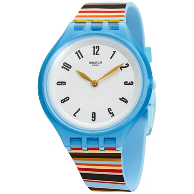 Shop Swatch Skinstripes Light Grey Dial Unisex Watch Svul100 In Blue / Gold Tone / Grey