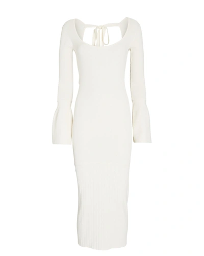 Shop Alexis Medella Tie-back Rib Knit Midi Dress In Ivory