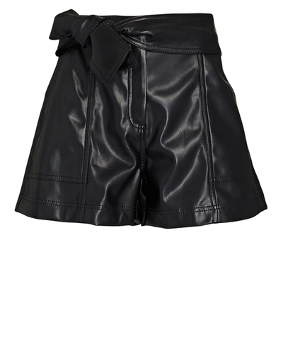 Shop Jonathan Simkhai Mari Vegan Leather Tie-waist Shorts In Black