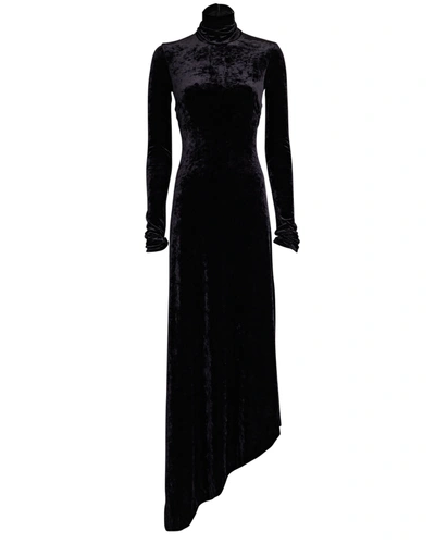 Shop A.l.c Brielle Belted Asymmetric Velvet Gown In Blue