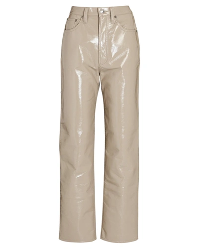 Shop Agolde 90s Pinch Waist Recycled Leather Pants In Beige