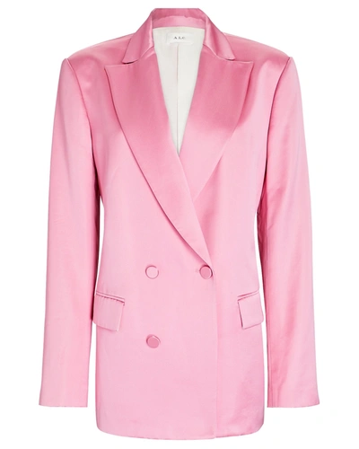 Shop A.l.c Riley Satin Double-breasted Tuxedo Jacket In Pink