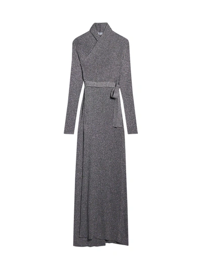 Shop Balenciaga Wrap Maxi Dress In Silver