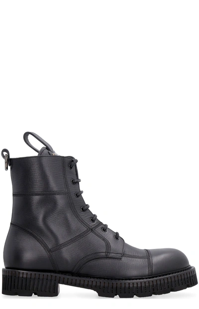 Shop Dolce & Gabbana Logo Plaque Ankle Boots In Black