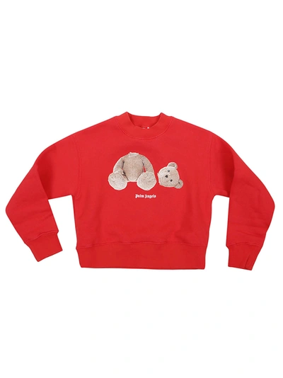 Shop Palm Angels Kids Teddy Bear Printed Sweatshirt In Red