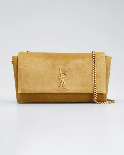 Shop Saint Laurent Soft Kate Medium Reversible Ysl Monogram Crossbody Bag In Vert Marron