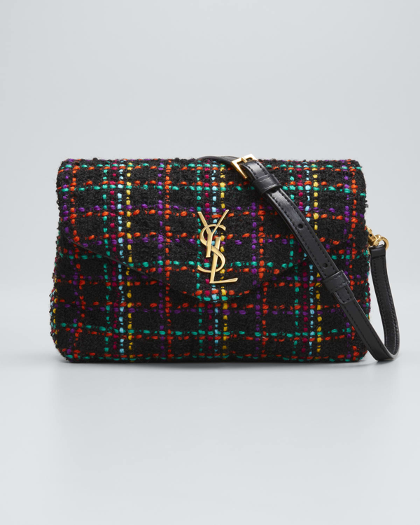 Saint Laurent Loulou Toy Ysl Tweed Shoulder Bag In Nero Multi ModeSens