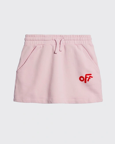 Shop Off-white Girl's Logo-print Drawstring Skirt In Pinkred