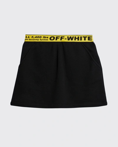 Shop Off-white Girl's Logo-print Mini Skirt In Blackyellow