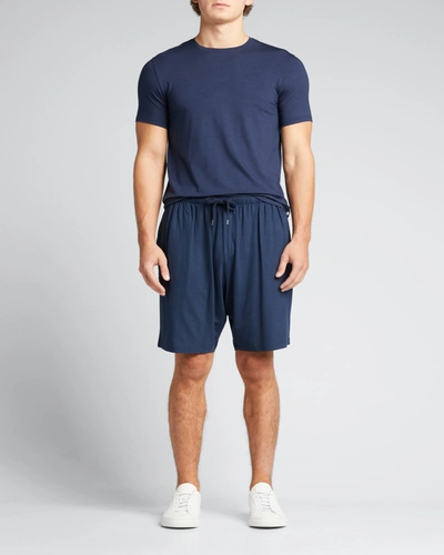 Shop Derek Rose Men's Micromodal Lounge Shorts In Navy