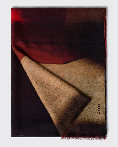 Shop Akris Liquid Light-print Cashmere-silk Scarf In Hibiscus-multicol