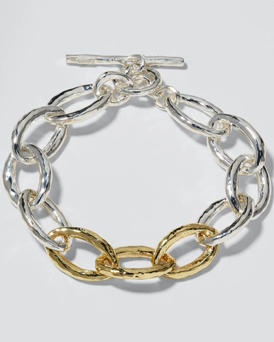 Shop Ippolita Silver And Gold Chimera Classico Sculptured Bracelet In Sg