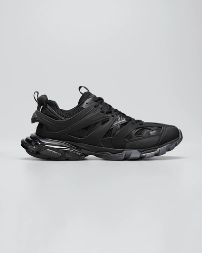 Shop Balenciaga Men's Track Tonal Clear-sole Sneakers In Noir