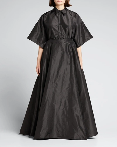 Shop Balenciaga Silk Maxi Circle Skirt In Noir