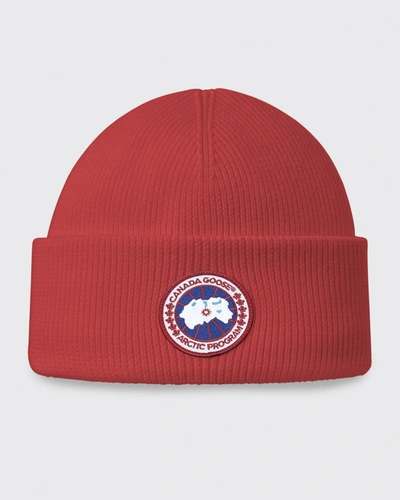 Shop Canada Goose Kid's Arctic Disc Toque Beanie Hat In Red