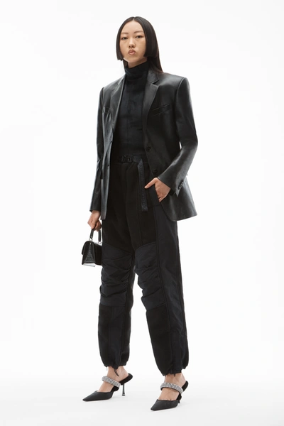 Shop Alexander Wang Jogger Pant In Teddy Fleece And Nylon In Black