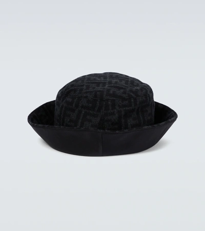 Shop Fendi Ff Wool Bucket Hat In Antracite+nero