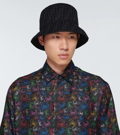 Shop Fendi Ff Wool Bucket Hat In Antracite+nero