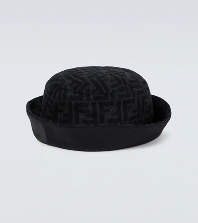 Shop Fendi Ff Wool Bucket Hat In Antracite+nero